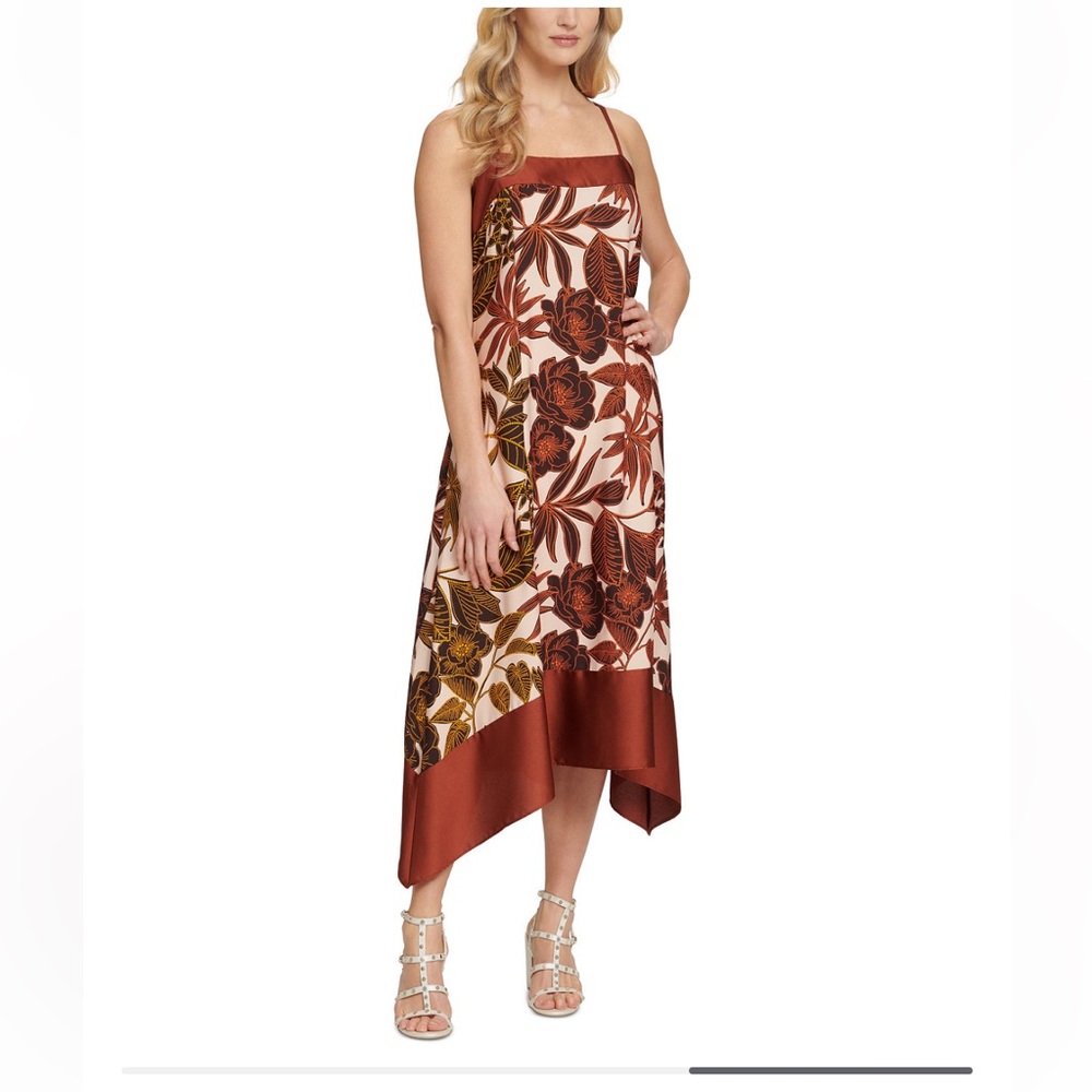 DKNY Asymmetrical Floral Swing Dress